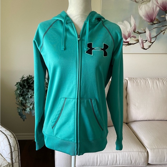 Under Armour Tops - Under Armour Women's Teal Hooded Full Zip Fleece Lined Jacket Hoodie